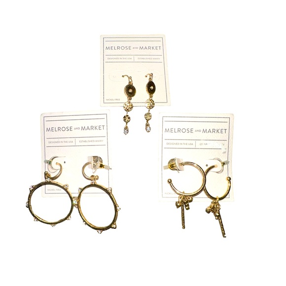 Nordstrom Melrose & Market lot of gold Tone earrings hopes and dangles - Picture 1 of 7